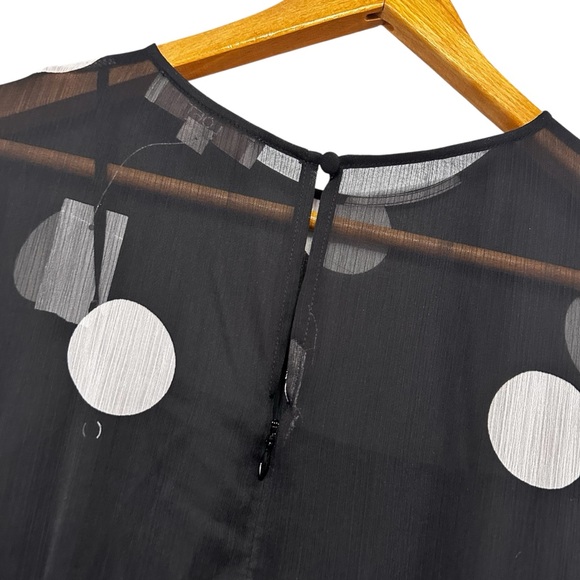 NWT Loft Black White Polka Dot Flounce Maxi Dress Sz 6 Flutter Sleeve - Picture 6 of 12